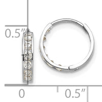 14k White Gold Madi K CZ Children's Hinged Hoop Earrings-GK650W