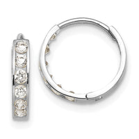 14k White Gold Madi K CZ Children's Hinged Hoop Earrings-GK650W