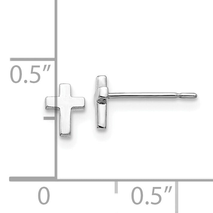 14k White Gold Madi K Children's Cross Post Earrings-GK689W