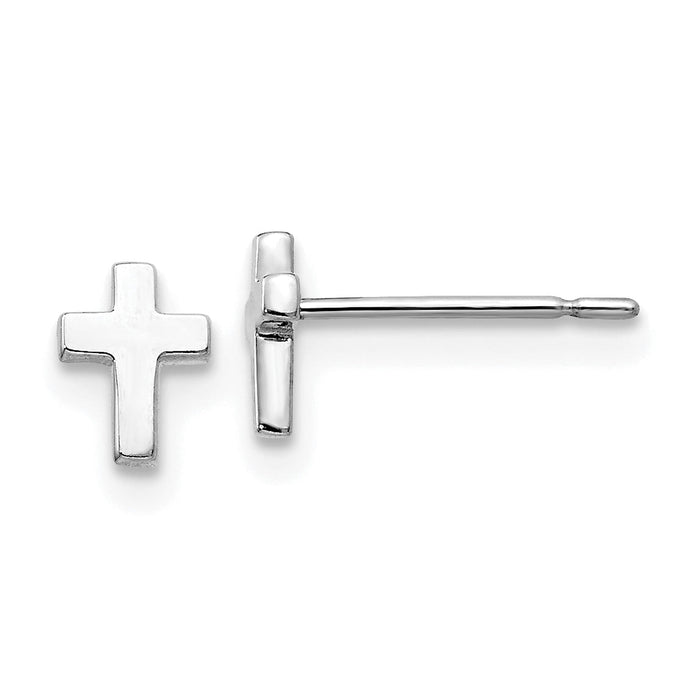 14k White Gold Madi K Children's Cross Post Earrings-GK689W