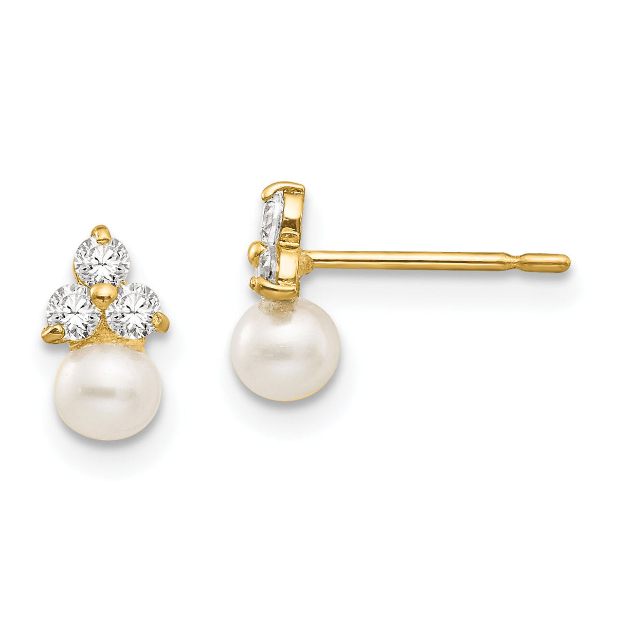 14k Madi K CZ and FW Cultured Pearl Post Earrings-GK700