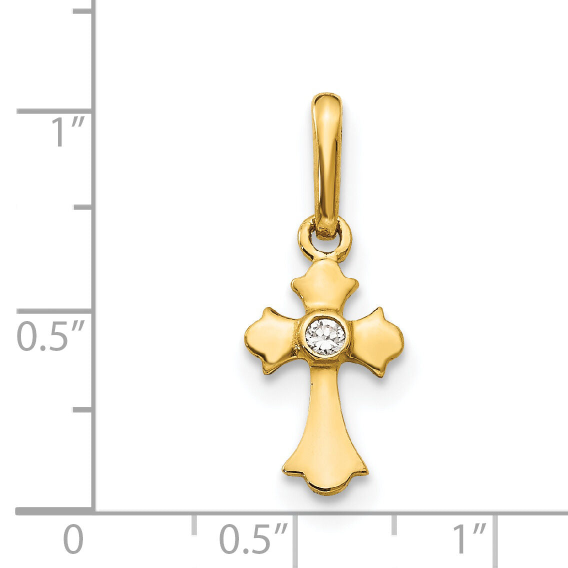14k Madi K CZ Children's Cross Pendant-GK870