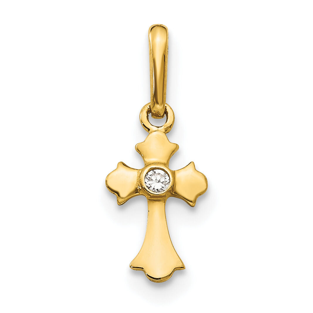 14k Madi K CZ Children's Cross Pendant-GK870