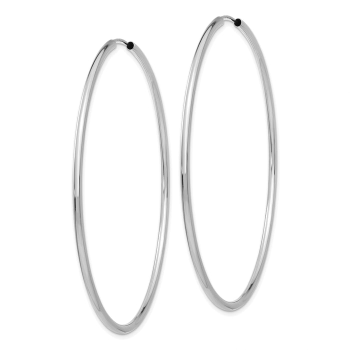 14k White Gold 2mm Polished Endless Hoop Earrings-H1000