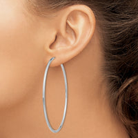 14k White Gold 2mm Polished Endless Hoop Earrings-H1000
