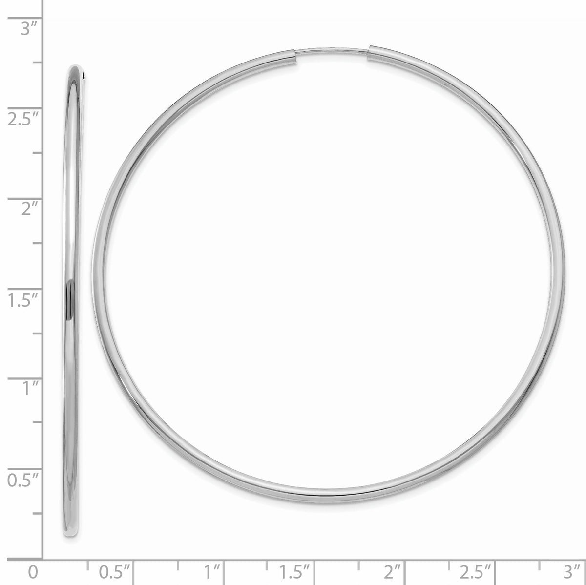 14k White Gold 2mm Polished Endless Hoop Earrings-H1000