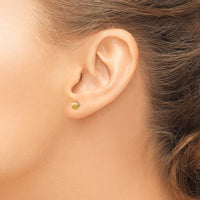 14K 5mm Satin Puffed Button Post Earrings-H1018