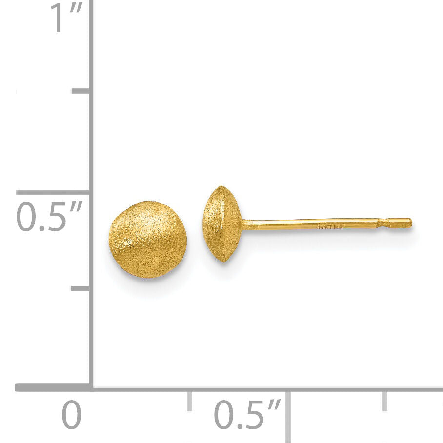 14K 5mm Satin Puffed Button Post Earrings-H1018