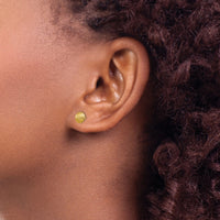 14K 7mm Satin Button Earrings-H1019