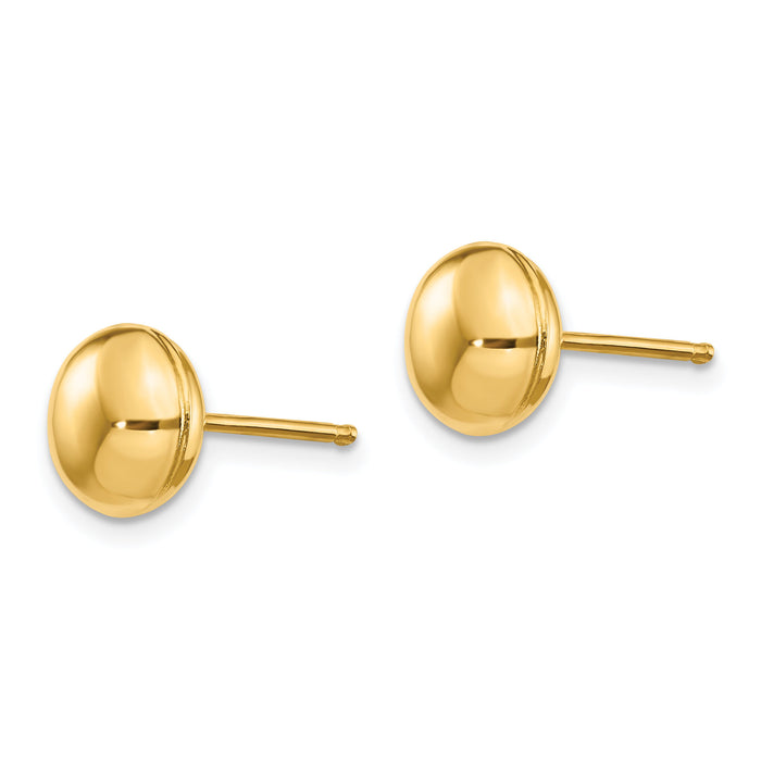 14k Polished 8mm Button Post Earrings-H1022