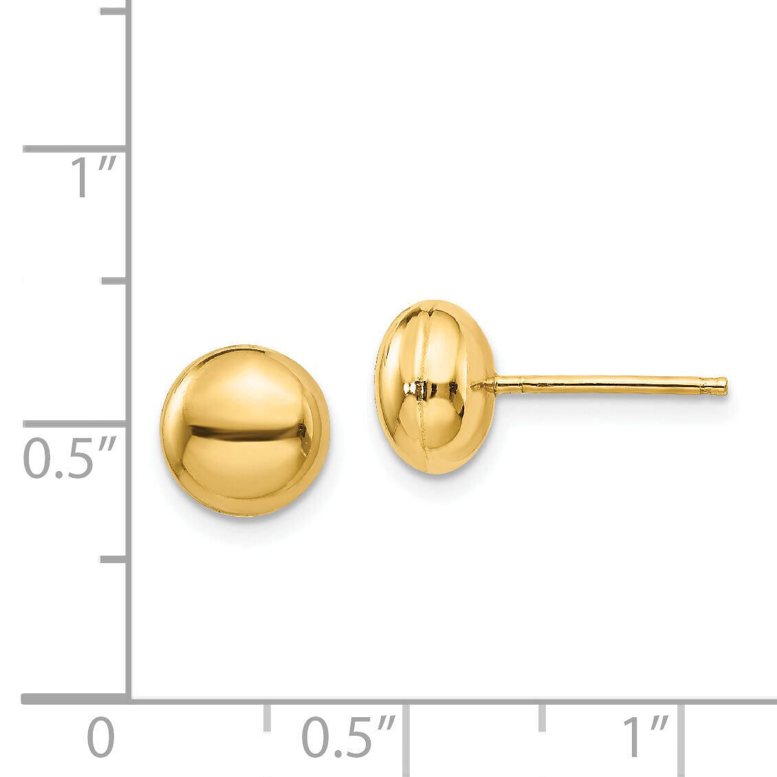 14k Polished 8mm Button Post Earrings-H1022