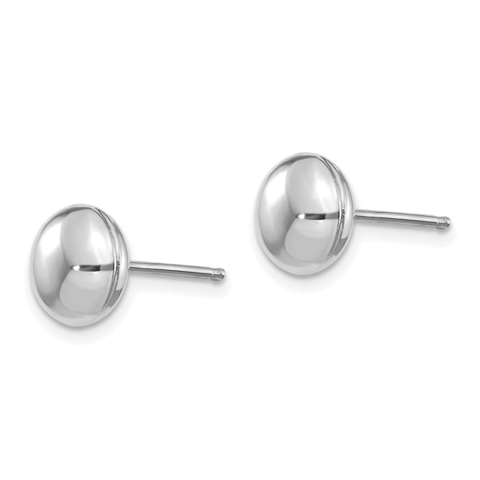 14k White Polished 8mm Button Post Earrings-H1023