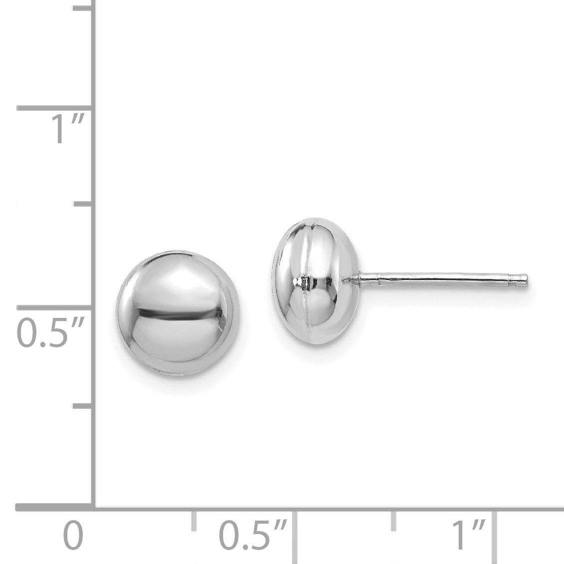14k White Polished 8mm Button Post Earrings-H1023