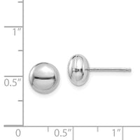 14k White Polished 8mm Button Post Earrings-H1023