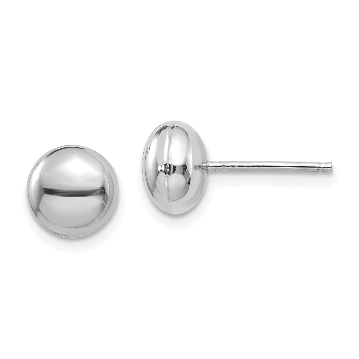14k White Polished 8mm Button Post Earrings-H1023