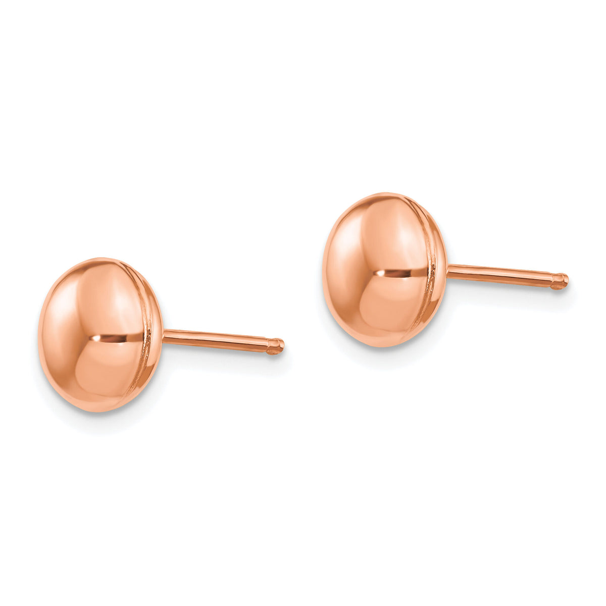 14k Rose Polished 8mm Button Post Earrings-H1024