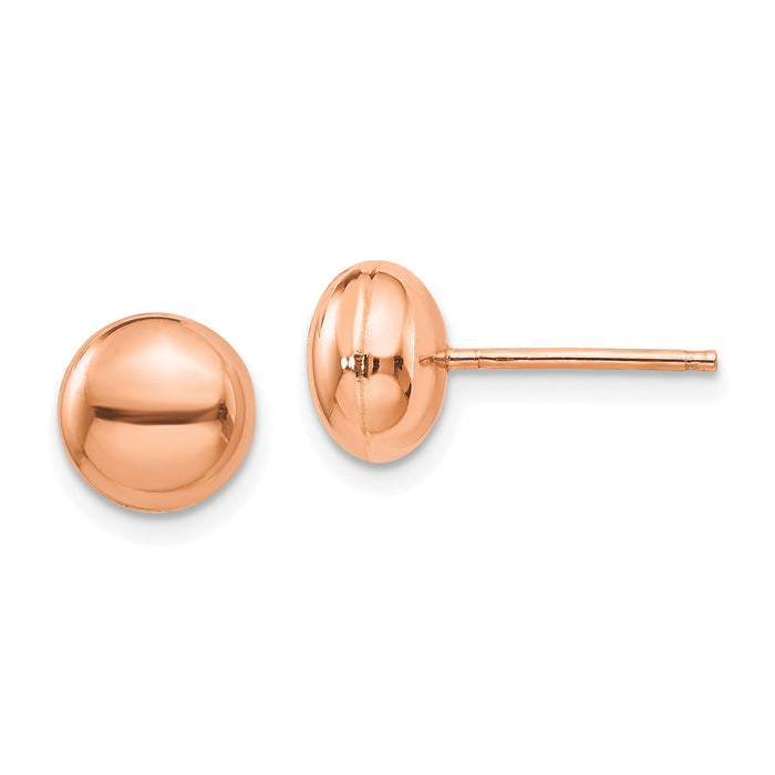 14k Rose Polished 8mm Button Post Earrings-H1024