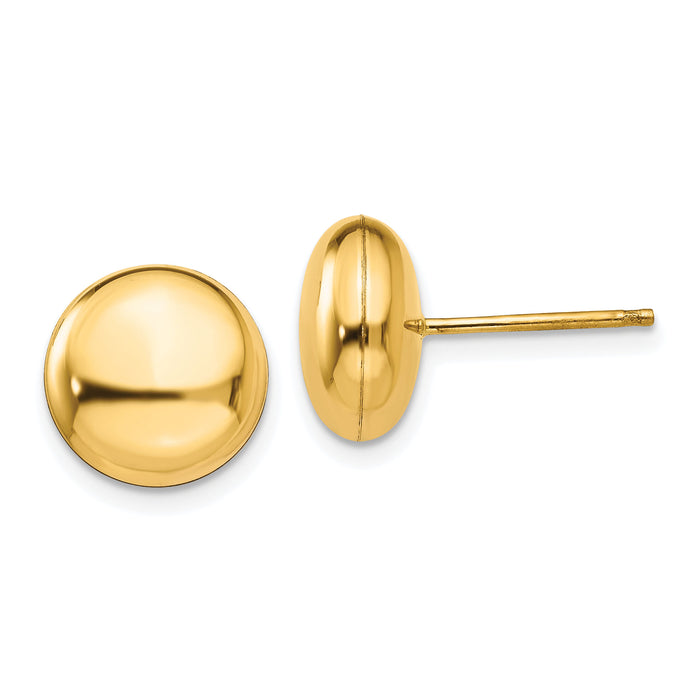 14k Polished 10.5mm Button Post Earrings-H1025
