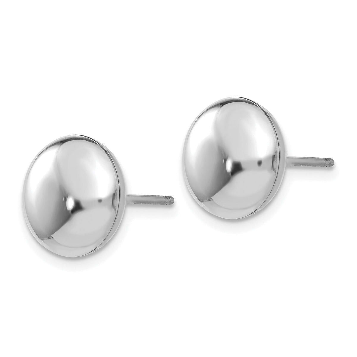 14k White Polished 10.5mm Button Post Earrings-H1026