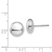 14k White Polished 10.5mm Button Post Earrings-H1026