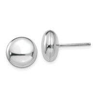 14k White Polished 10.5mm Button Post Earrings-H1026