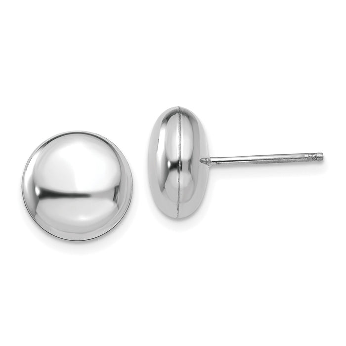 14k White Polished 10.5mm Button Post Earrings-H1026