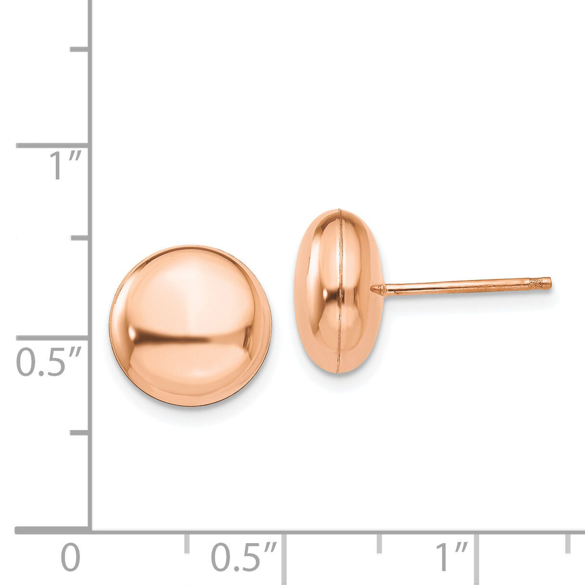 14k Rose Polished 10.5mm Button Post Earrings-H1027