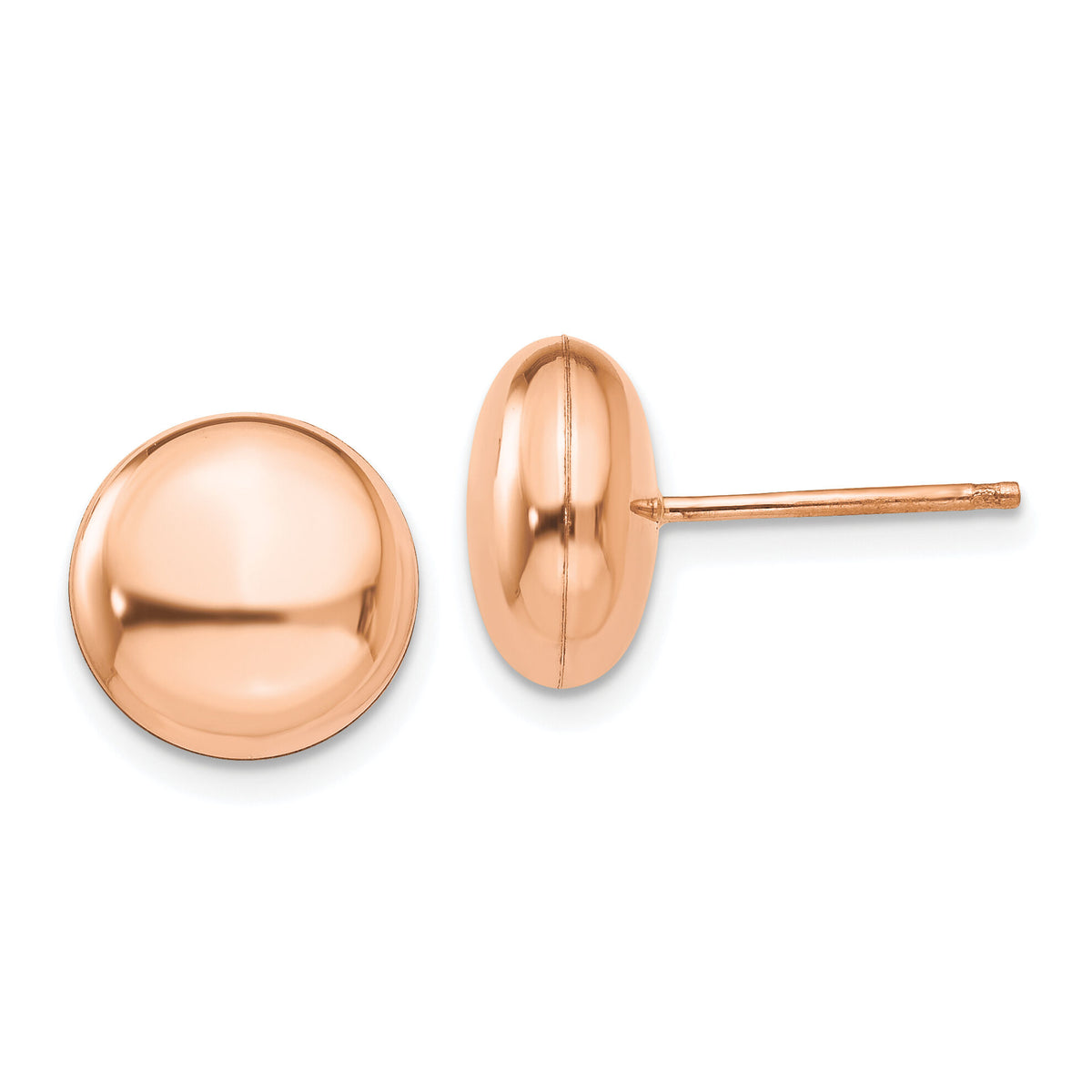 14k Rose Polished 10.5mm Button Post Earrings-H1027