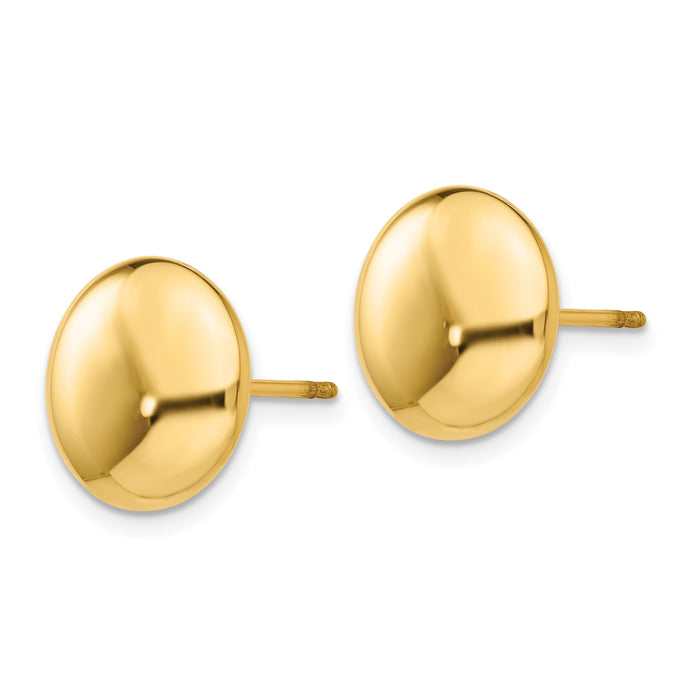 14k Polished 12mm Button Post Earrings-H1028