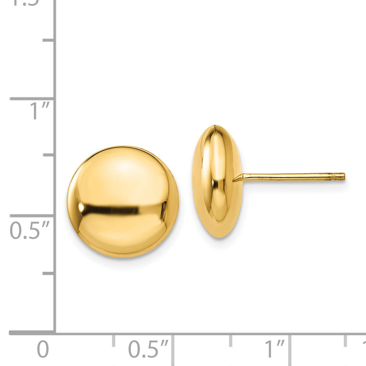 14k Polished 12mm Button Post Earrings-H1028