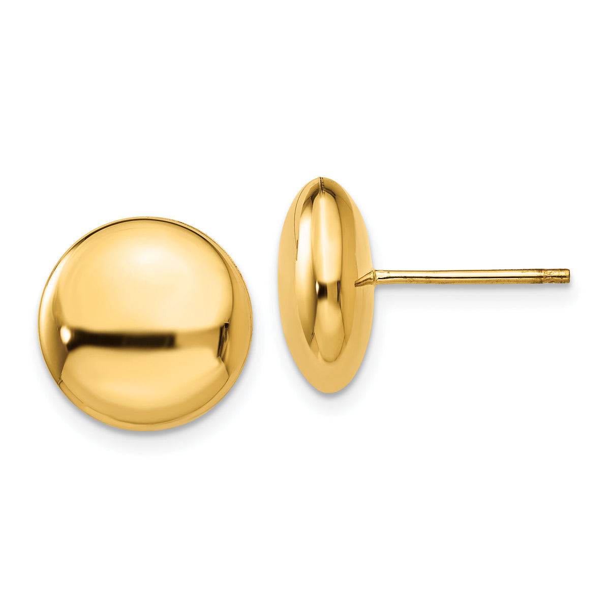 14k Polished 12mm Button Post Earrings-H1028