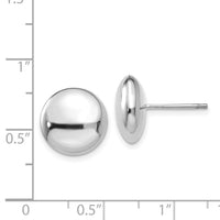 14k White Polished 12mm Button Post Earrings-H1029
