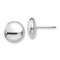 14k White Polished 12mm Button Post Earrings-H1029