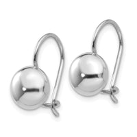 14k White Polished 8mm Button Kidney Wire Earrings-H1032