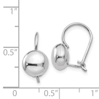 14k White Polished 8mm Button Kidney Wire Earrings-H1032