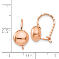 14k Rose Polished 8mm Button Kidney Wire Earrings-H1033