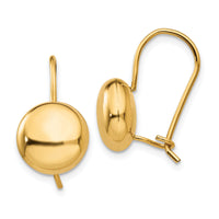 14k Polished 10.5mm Button Kidney Wire Earrings-H1034