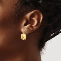 14k Polished 12mm Button Kidney Wire Earrings-H1037