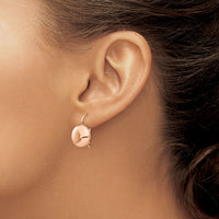 14k Rose Polished 12mm Button Kidney Wire Earrings-H1039