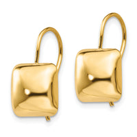 14k Polished 9.5mm Puffed Square Kidney Wire Earrings-H1040
