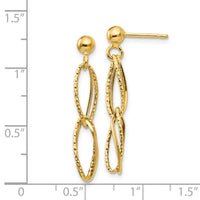 14k Gold Polished Textured Post Dangle Earrings-H1056
