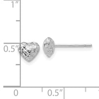 14K White Gold Diamond Cut Puffed Heart Post Stud Earrings-H1066W
