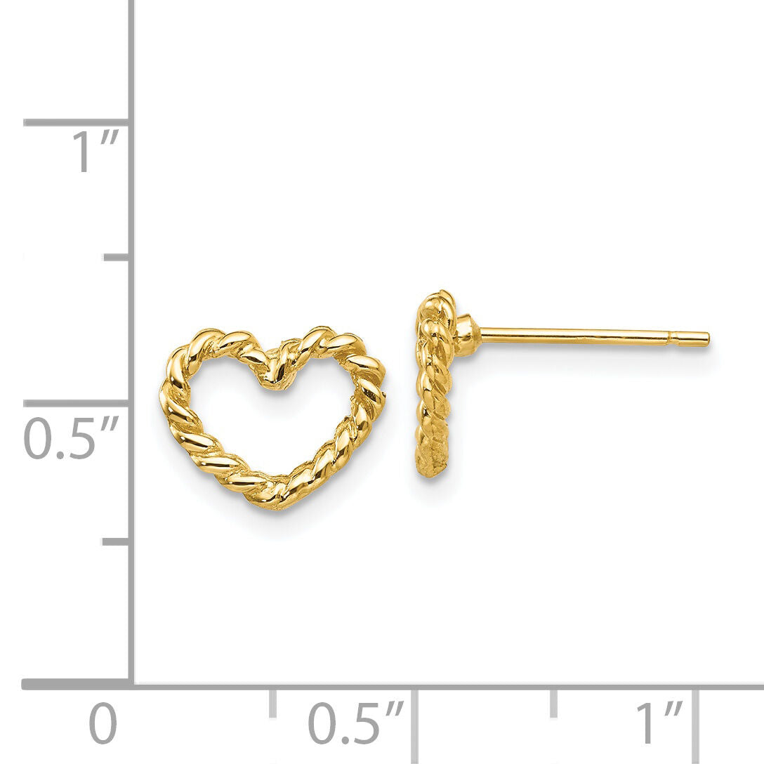 14k Heart Post Earrings-H1067