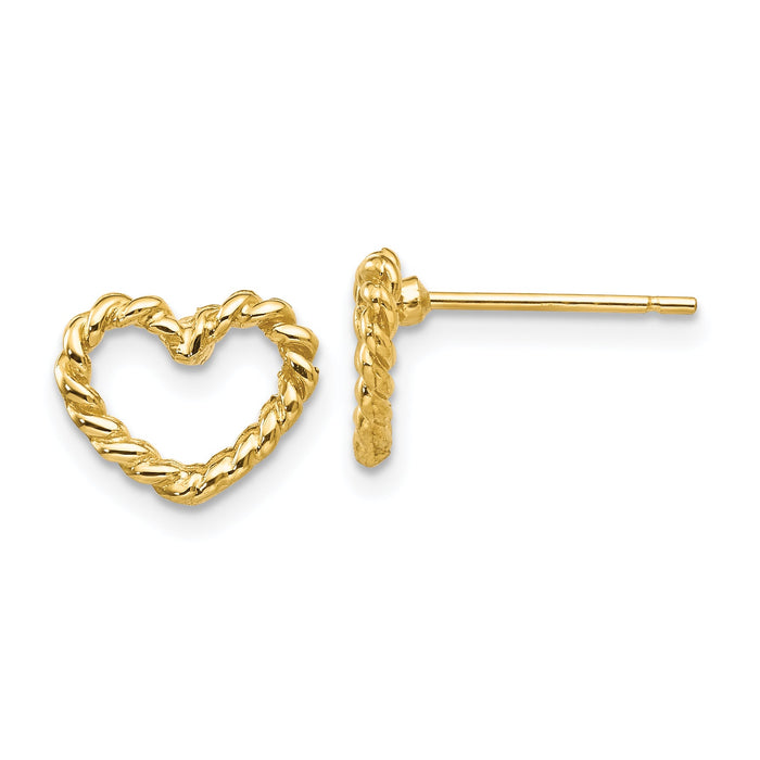 14k Heart Post Earrings-H1067