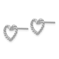 14k White Gold Heart Post Earrings-H1068