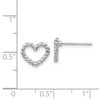 14k White Gold Heart Post Earrings-H1068