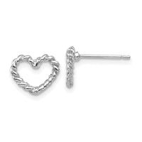 14k White Gold Heart Post Earrings-H1068