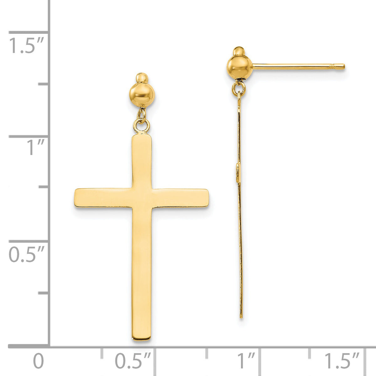 14K Cross Dangle Post Earrings-H1086