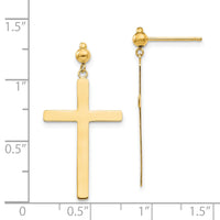 14K Cross Dangle Post Earrings-H1086