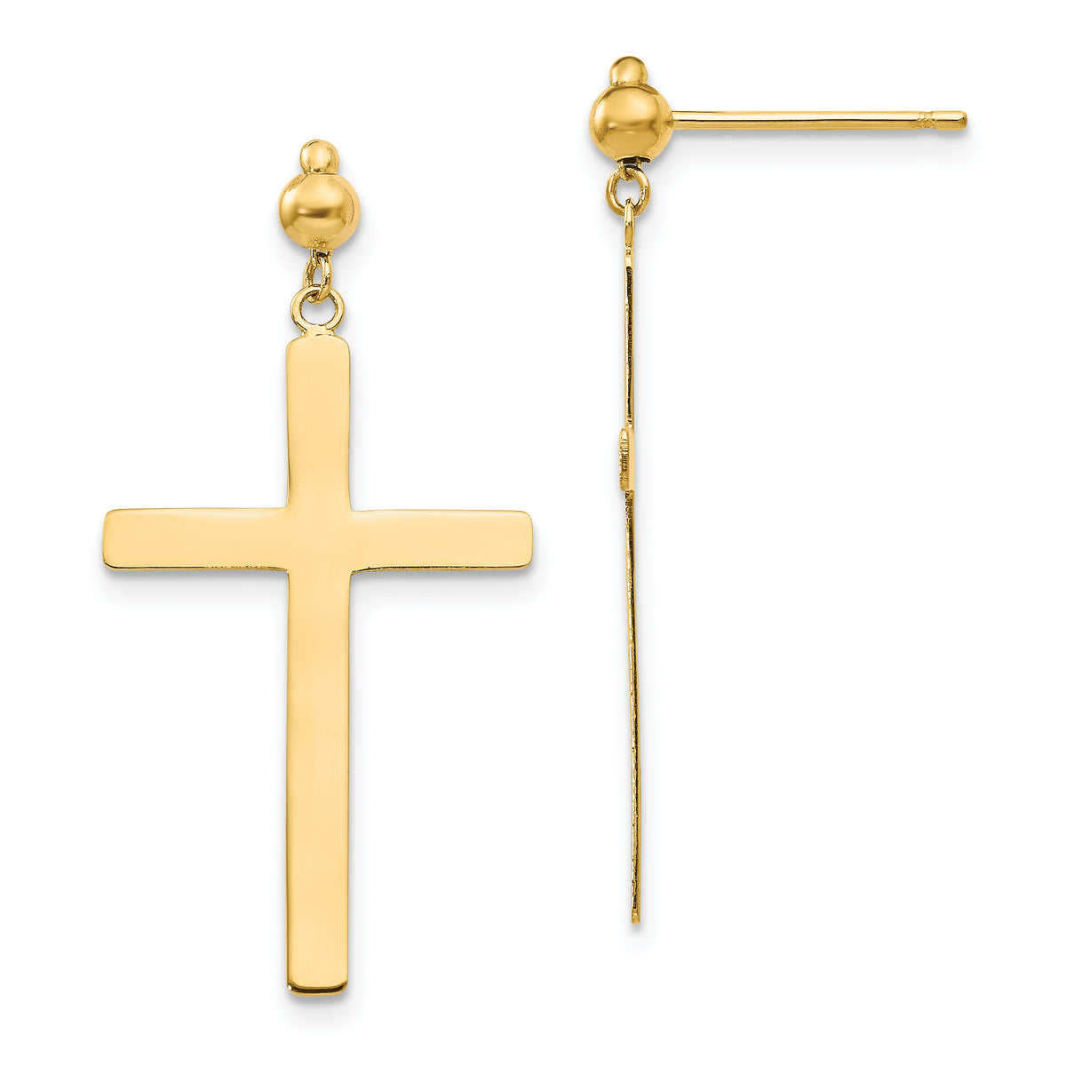 14K Cross Dangle Post Earrings-H1086